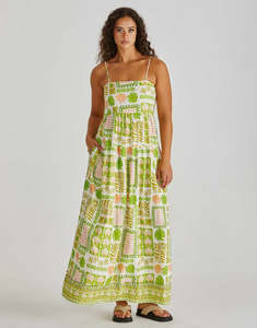 Dresses Jumpsuits: SASS EMMETT MAXI DRESS GREEN SHELL PATCHWORK