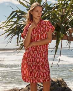 BETTY BASICS COPACABANA SHIRT DRESS SARDINIA GEO PRINT