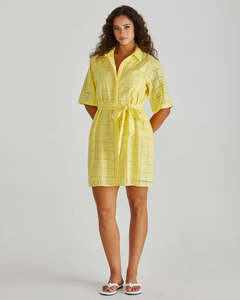 SASS HELMI BRODERIE SHIRT DRESS YELLOW
