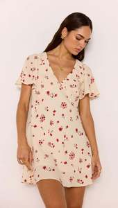 Dresses Jumpsuits: MINK PINK CLEMENCE MINI DRESS CREAM/RED FLORAL
