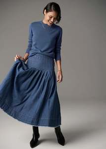 Skirts: POL REECE SKIRT BLUE WASH