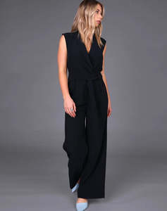 Jumpsuits Playsuits: STORM WIDE LEG TUX JUMPSUIT BLACK