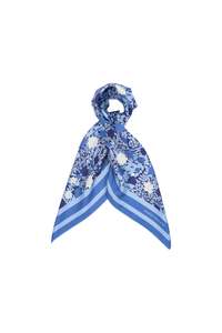 KAREN WALKER PERFECT DAY CLASSIC SILK SCARF BLUE