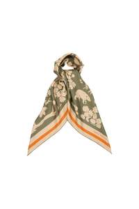 KAREN WALKER ANIMAL KINGDOM CLASSIC SILK SCARF OLIVE