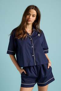 Essentials: KAREN WALKER x PAPINELLE RUNAWAY GIRL BOXER PJ SET DEEP INDIGO
