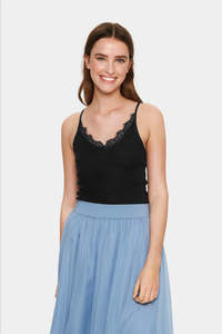 Essentials: SAINT TROPEZ MAYA STRAP TOP BLACK