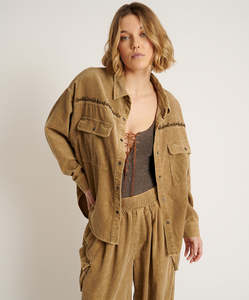 ONE TEASPOON CAMEL CORDRUOY STUDDED DARIA SHACKET