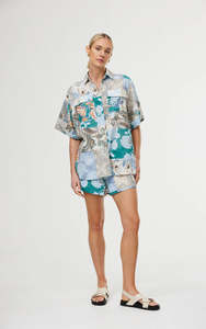 KINNEY JUNIPER SHIRT CYAN PATCHWORK