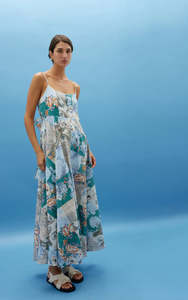 Kinney: KINNEY MIA DRESS CYAN PATCHWORK