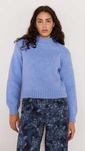 Mink Pink: MINK PINK AVERY FLUFFY SWEATER CORN BLUE