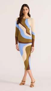 Mink Pink: MINK PINK HANNA INTARSIA KNIT MIDI DRESS