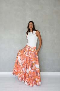 Mazu: MAZU NEVER BE MAXI SKIRT ORANGE FLORAL