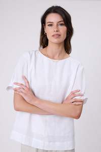 Marlow: MARLOW SABLE LINEN TOP WHITE