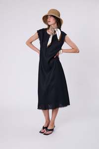Marlow: MARLOW COSTA LINEN DRESS BLACK