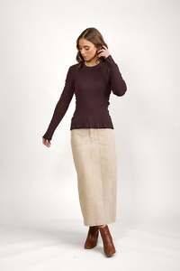 Knewe: KNEWE LUXE SWEATER CHOCOLATE/BLACK