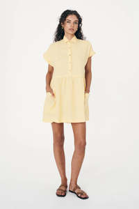Rowie The Label: ROWIE GINA LINEN MINI DRESS LEMON