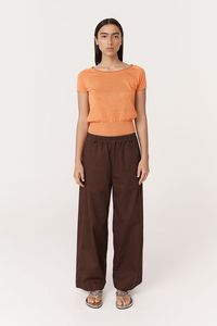 ROWIE MARYANNE BARREL LEG PANTS CHOCOLATE BROWN