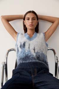 MOS THE LABEL COLETTE KNIT VEST MIDNIGHT BLUE