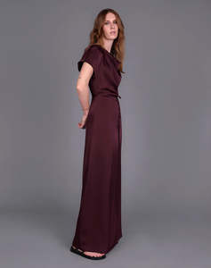 STORM DRAPE FRONT MAXI DRESS RAISIN