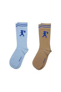 Karen Walker Eyewear: KAREN WALKER RUNAWAY GIRL SOCK 2 PACK SKYBLUE/SESAME
