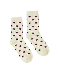 KATHRYN WILSON HEART SOCK CREAM/WINE