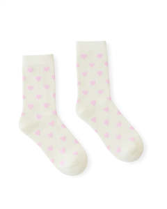 KATHRYN WILSON HEART SOCKS CREAM/PINK