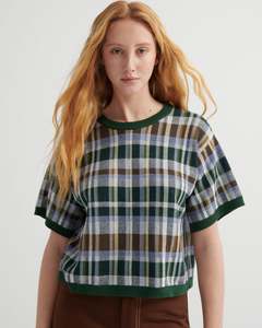 Knitwear: KOWTOW CHEQUERED TEE FOREST