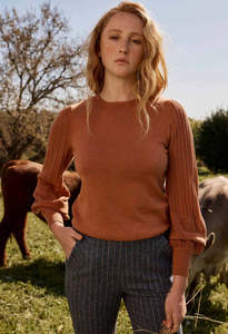 ONCE WAS EASTYN BRAIDED NECK KNIT TAWNY