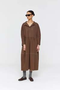 Ricochet: RICOCHET ZIZOU DRESS BROWN + CREAM STITCH
