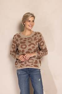 Zhrill: ZHRILL ISABELLA KNIT TAUPE/ANIMAL