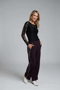 Nes: NES DOUBLE PIPED GIN PANTS BURGUNDY