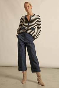 ZOE KRATZMANN CAMBER KNIT MIDNIGHT CREAM STRIPE