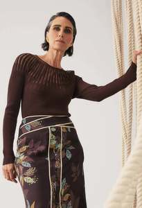 ONCE WAS RHIANNON KNIT TOP MOCHA