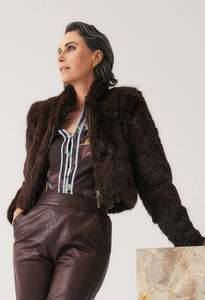 ONCE WAS DAWN FAUX FUR CROPPED JACKET