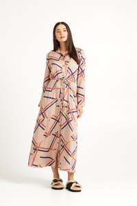 TUESDAY NICOLA DRESS HERRINGBONE PRINT