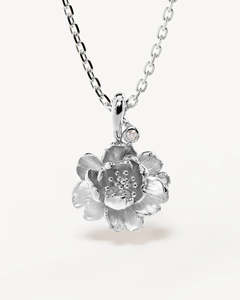 BY CHARLOTTE SILVER BIRTH FLOWER NECKLACE PEONY - NOVEMBER