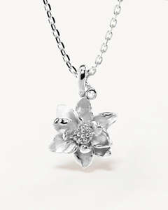 BY CHARLOTTE SILVER BIRTH FLOWER NECKLACE WATER LILY -JULY