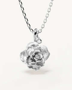 BY CHARLOTTE SILVER BIRTH FLOWER NECKLACE ROSE - JUNE
