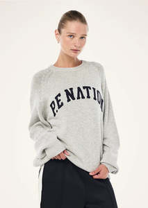 P.E NATION LEGACY KNIT CREW SNOW MARLE/CAVIAR
