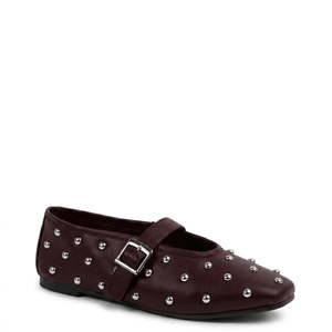 KATHRYN WILSON ISA BALLET WINE CALF/SILVER STUDS