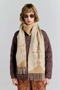 KAREN WALKER WEATHER SHOP JACQUARD SCARF CREAM/TAN