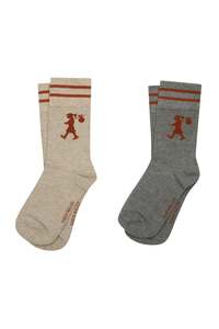 KAREN WALKER RUNAWAY GIRL SOCKS 2 PACK NATURAL/GREY/CHESTUNUT