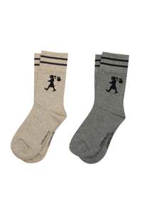 KAREN WALKER RUNAWAY GIRLSOCKS 2 PACK NATURAL/GREY/BLACK