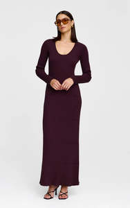 KINNEY CELESTE KNIT DRESS CHOC MARLE