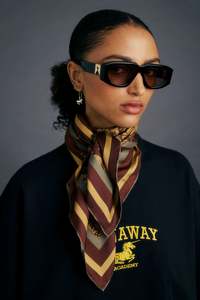 Karen Walker Eyewear: KAREN WALKER UNICORN CLASSIC SILK SCARF CHOCOLATE MULTI