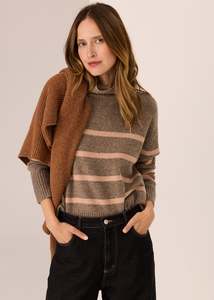 Pol: POL ASTOR STRIPE KNIT CEDAR/BLUSH