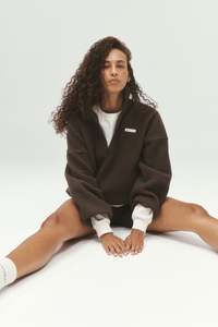 Jackets Coats: P.E NATION ROTATE QUARTER ZIP COFFEE