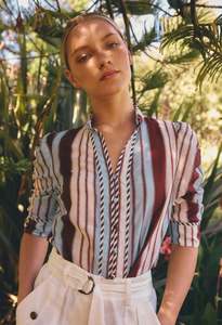 Tops: ONCE WAS CALANTHA BLOUSE IRIDESCENT STRIPE