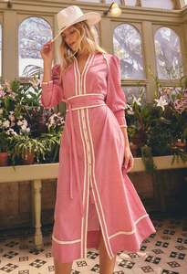 ONCE WAS ISLA DRESS BLUSH CHAMBRAY