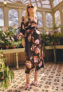 ONCE WAS MEREDITH MIDI DRESS SUNSET ORCHID